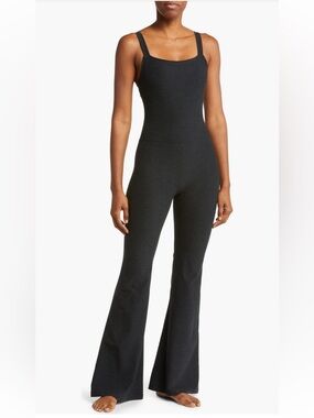 Beyond Yoga Dark Grey Spacedye Hit the Scene Flared Jumpsuit sz S